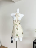 Exquisite Flower Embellishments Beige Dress