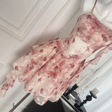 Flower Deed  Fairy Irregular Red Floral Summer Dress