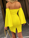 Sunshine Chic Long Sleeves Yellow Mini Dress