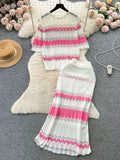 Feminine Charm Pink Accent Knit Dress and Top