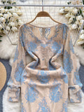 Blue Blossom Lace Long Sleeve Dress