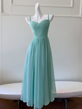 Detachable Long Sleeve Chiffon Blue Pleats Prom Dress