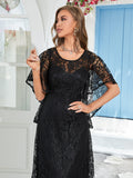 Butterfly Sleeve Lace A-line Bridesmaid Dress