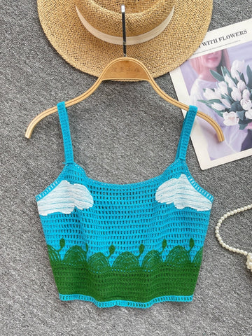 Summer Breeze Crocheted Blue and Green Tank