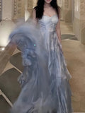 Blue Fairy Dress French Waist Party Dress