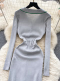 Subtle Green Highlights Fitted Knit Dress