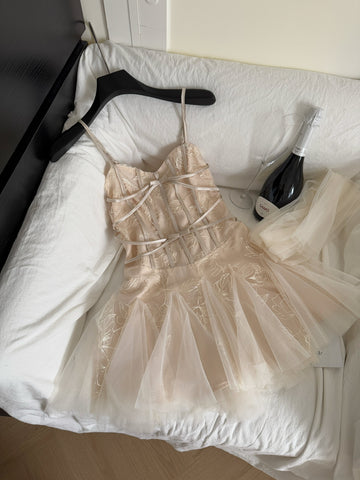 Champagne Corset Strappy Mini Dress Sassymyprom Champagne Corset Strappy Mini Dress Sassymyprom