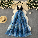 Dreamy Sheer Overlay Ocean Blue Dress