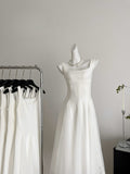 Satin A-Line Silhouette White Dress