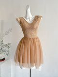 Lace Bodice Tulle Skirt Charming Short Dress
