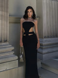 Elegant Black Cut-Out Evening Dress