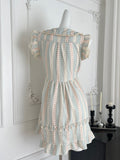 Ruffled Collar Sweet Short Sleeve Checkered Dress