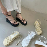Ankle Strap Flatform Women's White Sandals