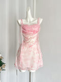 Floral Imprints Elegant Pink Dress