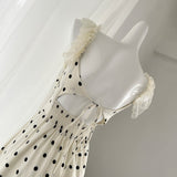 Delicate Lace Vintage-Inspired Polka Dot Dress