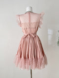 Polka Dot Tulle Crystal  Short Pink Dress
