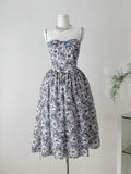 Blue Butterfly Print Spaghetti Strap Mini Dress