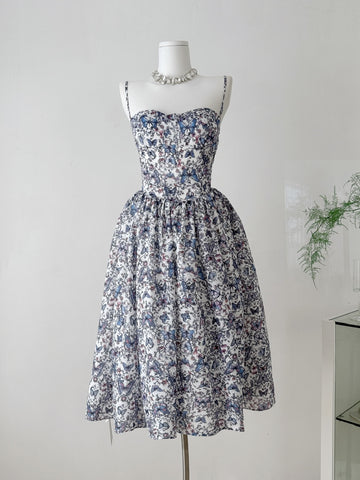 Blue Butterfly Print Spaghetti Strap Mini Dress