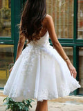 Sweetheart Backless White Lace Floral Homecoming Dress