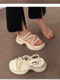 Ankle Strap Flatform Women's White Sandals