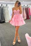Sweetheart Tulle Beading Red Homecoming Dress