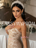Sequin Beading Trumpet Mermaid Strapless Sparkle Prom Dress