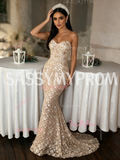 Sequin Beading Trumpet Mermaid Strapless Sparkle Prom Dress