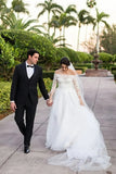 Tulle Off-the-Shoulder 3/4 Sleeves Wedding Dress