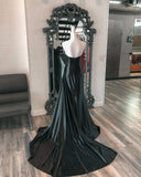 Trumpet Mermaid Sweetheart Black Satin Prom Dress