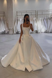 Square Satin A Line Simple Wedding Dress