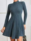 Mock Neck Long Sleeve Knit Winter Dress