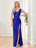 Sophisticated Sparkle Strappy Golden Sequin Evening Dress