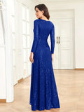 Sapphire Sparkle Wrap-Style Maxi Dress