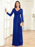 Sapphire Sparkle Wrap-Style Maxi Dress