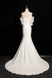 Spaghetti Strap Tulle Ruched White Flower Prom Dress