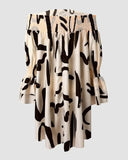 Bold Abstract Print Off-the-Shoulder Dress