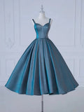 Shimmering Blue Spaghetti Strap Homecoming Dress