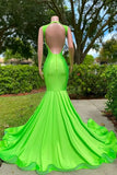 Beads Orange Trumpet Mermaid Backless Prom Dress