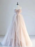 Sparkling Bodice Blush Tulle Ruffles Beading Prom Dress