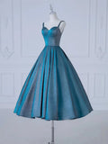 Shimmering Blue Spaghetti Strap Homecoming Dress