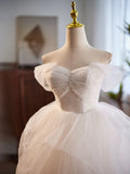 Pearls Tulle Lace Short White Sweetheart Homecoming Dress