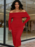 White Long Sleeve Elegant Knit Club Party Midi Maxi Dress