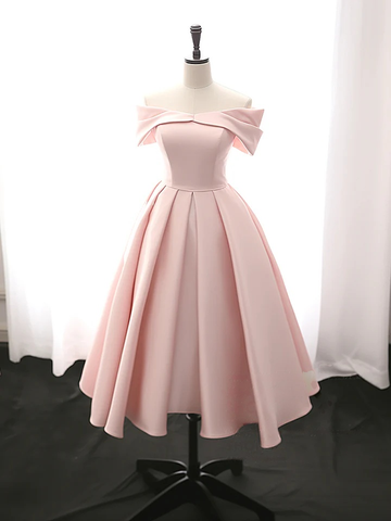 Dreamlike Satin Pink Prom Dress with Elegant Bow