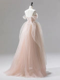 Sparkling Bodice Blush Tulle Ruffles Beading Prom Dress