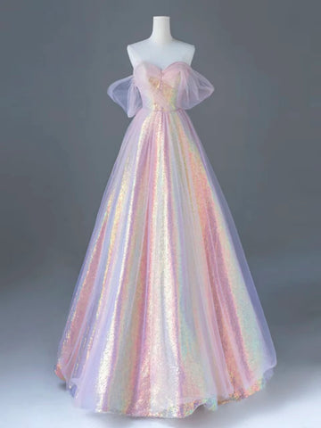 Fairy Tale Shimmer Pink Full-Length Prom Dress
