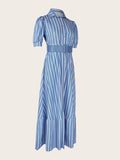 Chic V-Neckline Timeless Striped Maxi Dress