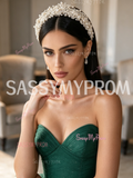 Dark Green Sweetheart Ball Gown Sparkle Tulle Prom Dress