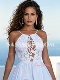 halter backless lace wedding dress
