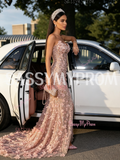 Pink Sweetheart Beaded Mermaid Prom Dress With Slit Flowers