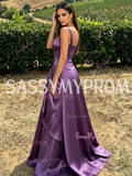 Purple Organza Straps Ruffles A Line Prom Dress